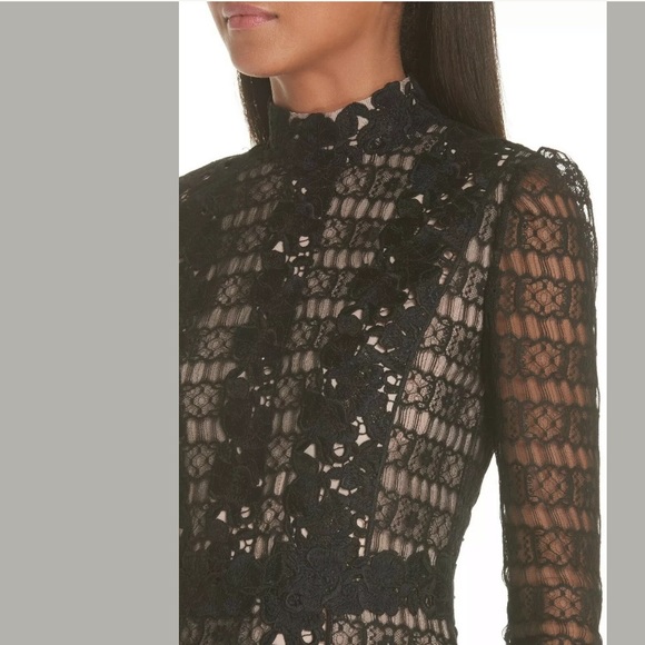 GIAMBATTISTA VALLI Black Floral Lace Midi Dress 10 - Picture 4 of 8